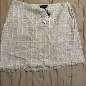 Express Women's Ivory Tweed Mini Skirt